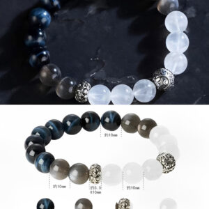 【司马懿·权谋】蓝月银魂·极度冷静｜宗师定制手链 (闪电蓝虎眼/白幽灵/黑金骨干/S925银 · 谋略家专用)