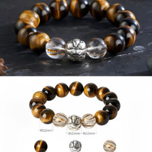 【司马昭·宏图】金虎啸天·财权双收｜宗师定制手链 (闪电黄虎眼/黑金超七/S925银兽首 · 暴富掠夺专用)